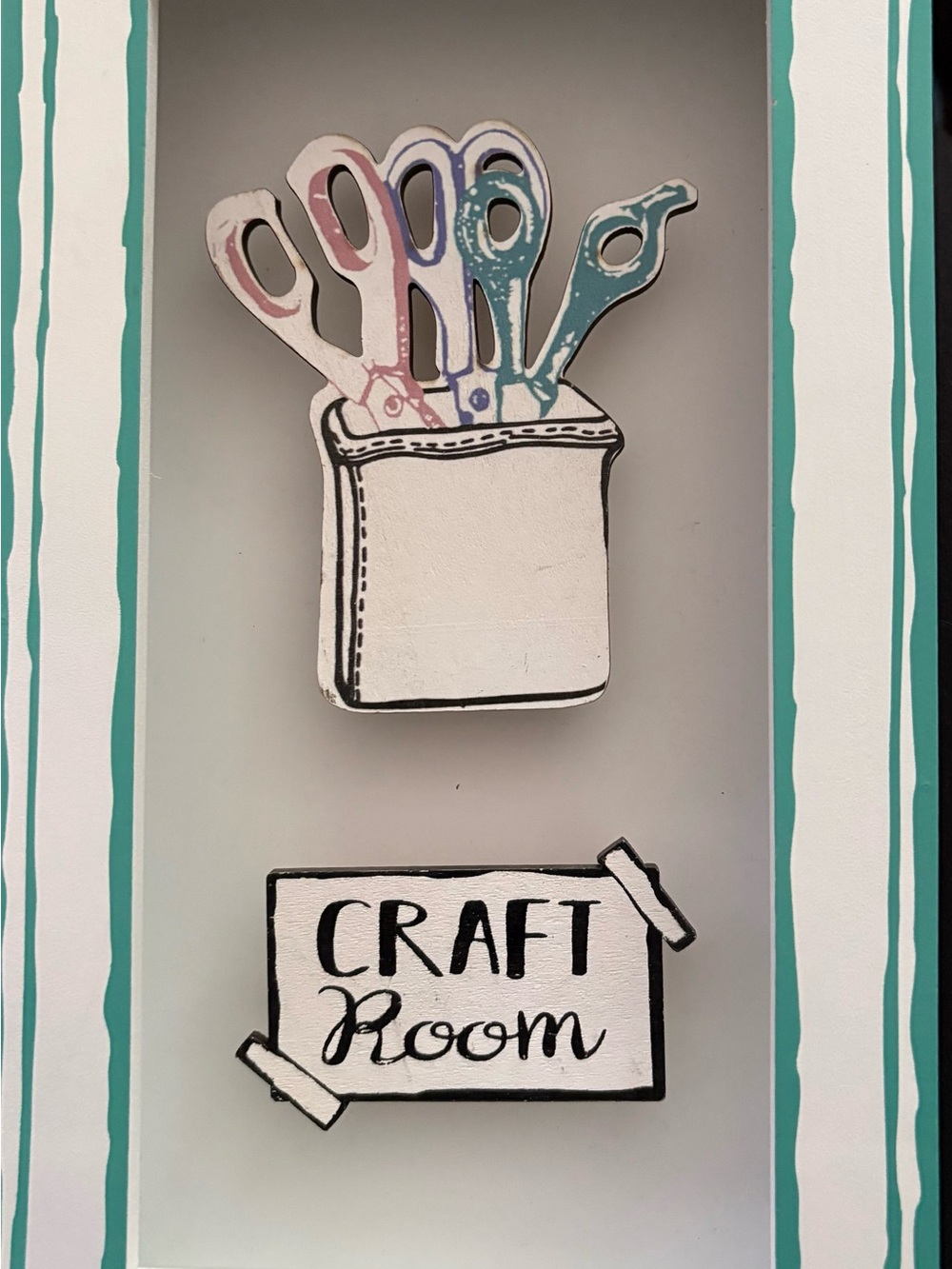 Ashland White Craft Room Wall Sign with Teal, Pink, Purple Accents